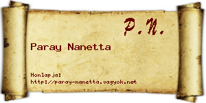 Paray Nanetta névjegykártya
